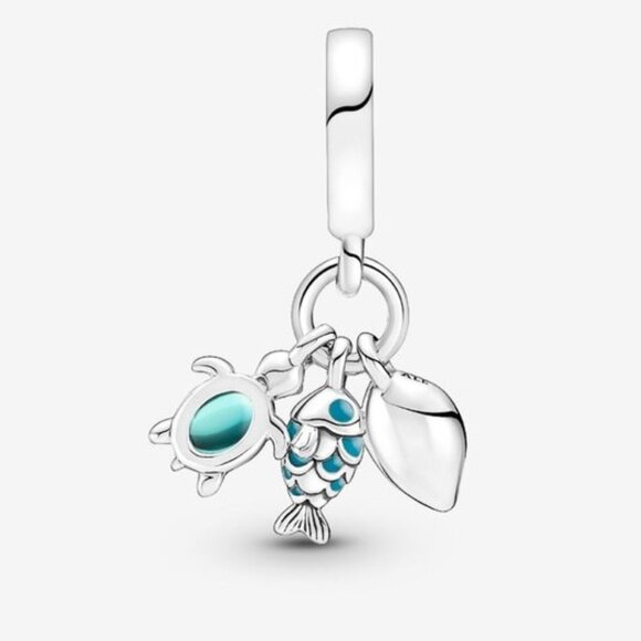 Pandora Fish, Sea Turtle & Conch Triple Dangle Charm - Picture 2 of 6